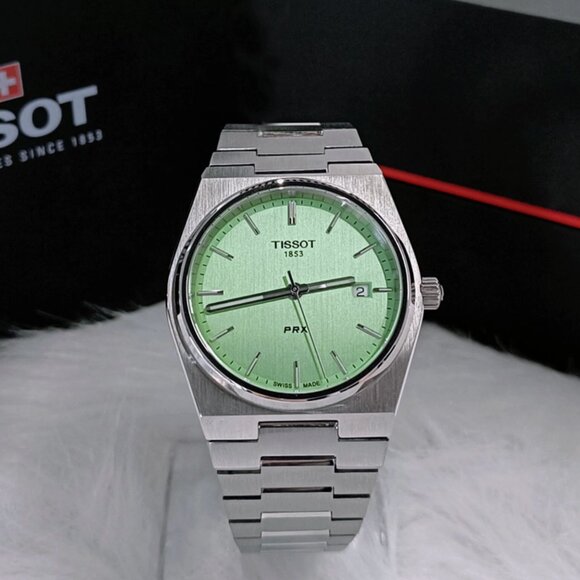 Men Tissot 40mm Mint Green Watch